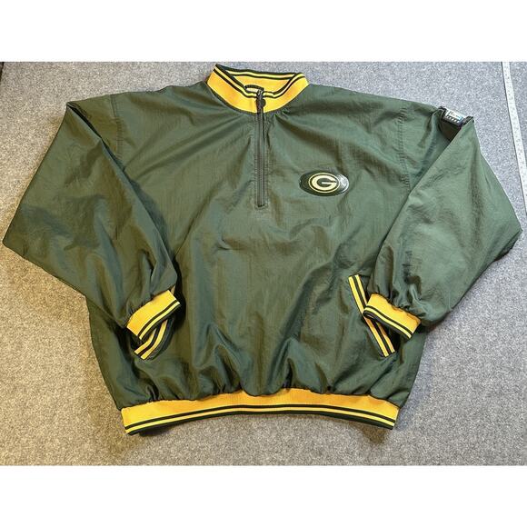 Vintage Green Bay Packers Pro Player 1/4 Zip Pullover Jacket Men's XL Green - Picture 1 of 13